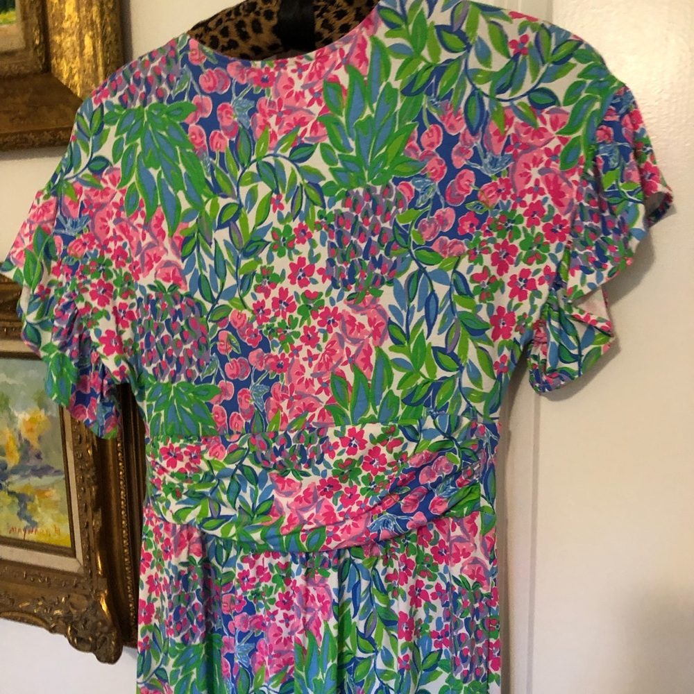 Lilly Pulitzer Floral Midi Dress - Pink, Green, Blue